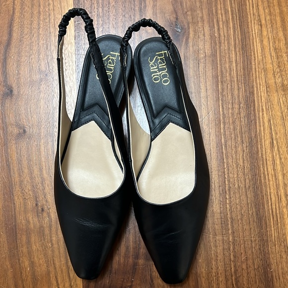 Franco Sarto Briella Black Leather Slingback Flats Closed Pointed Toe 9M - Picture 6 of 12